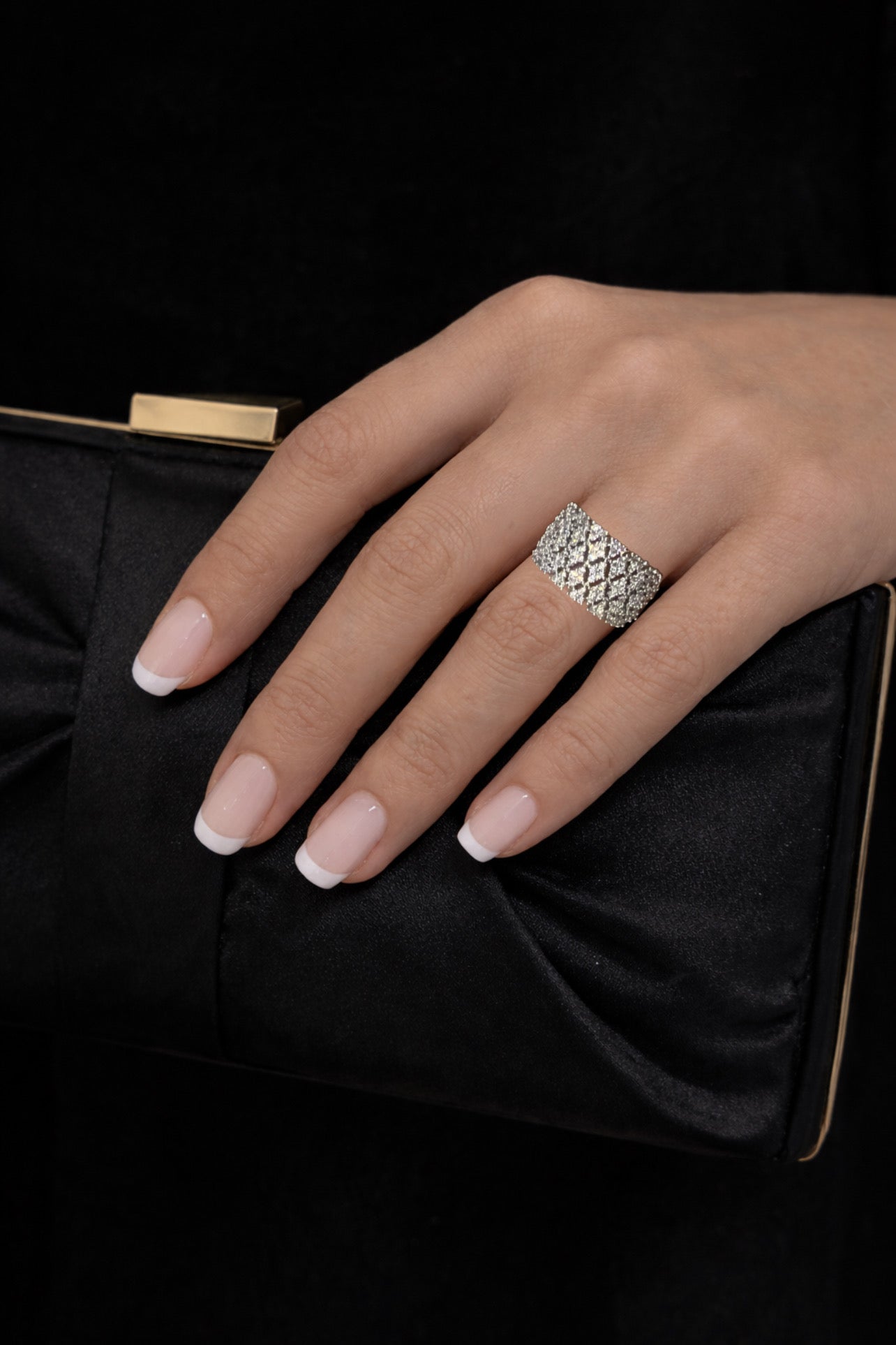 Lattice Pavé Zircon Statement Ring