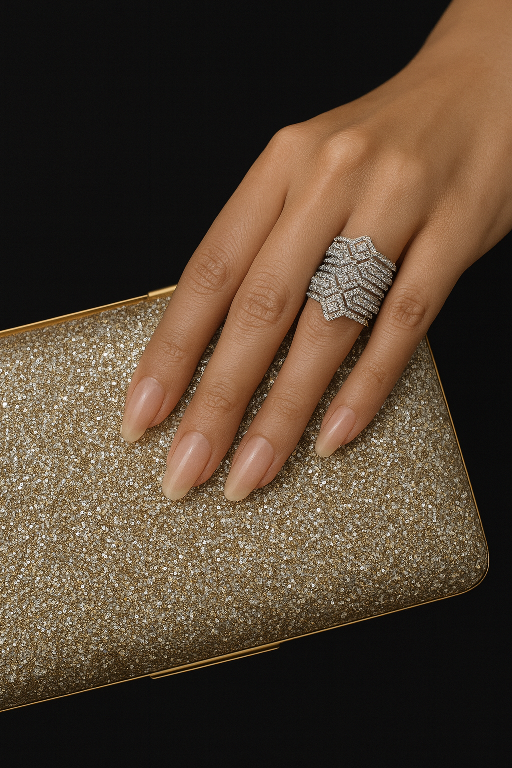 Radiant Geometric Zircon Statement Ring