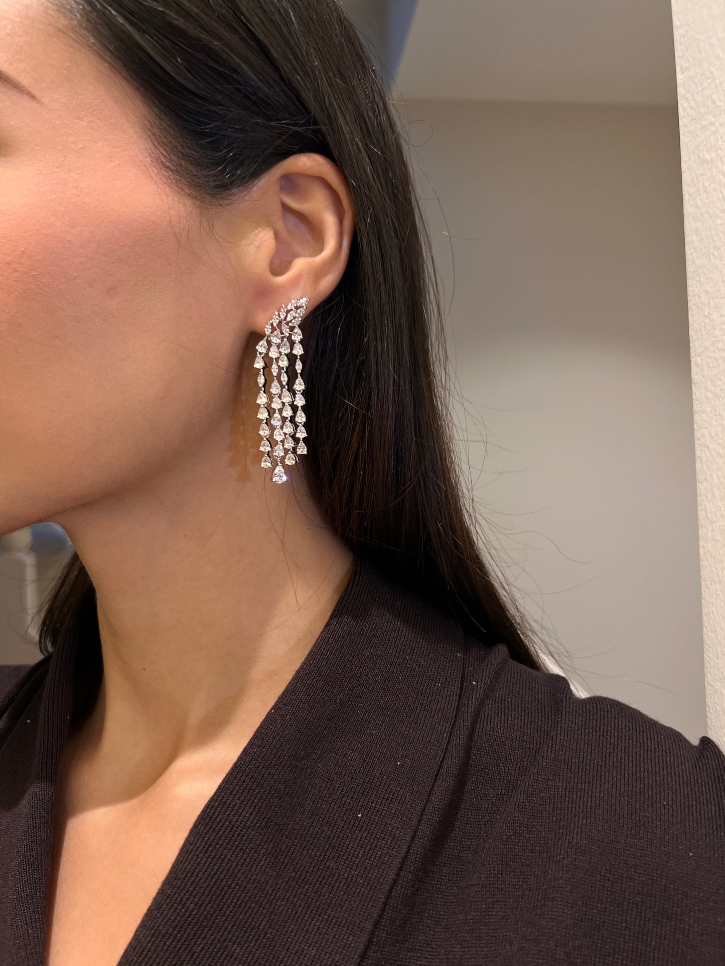 Drop silver earrings