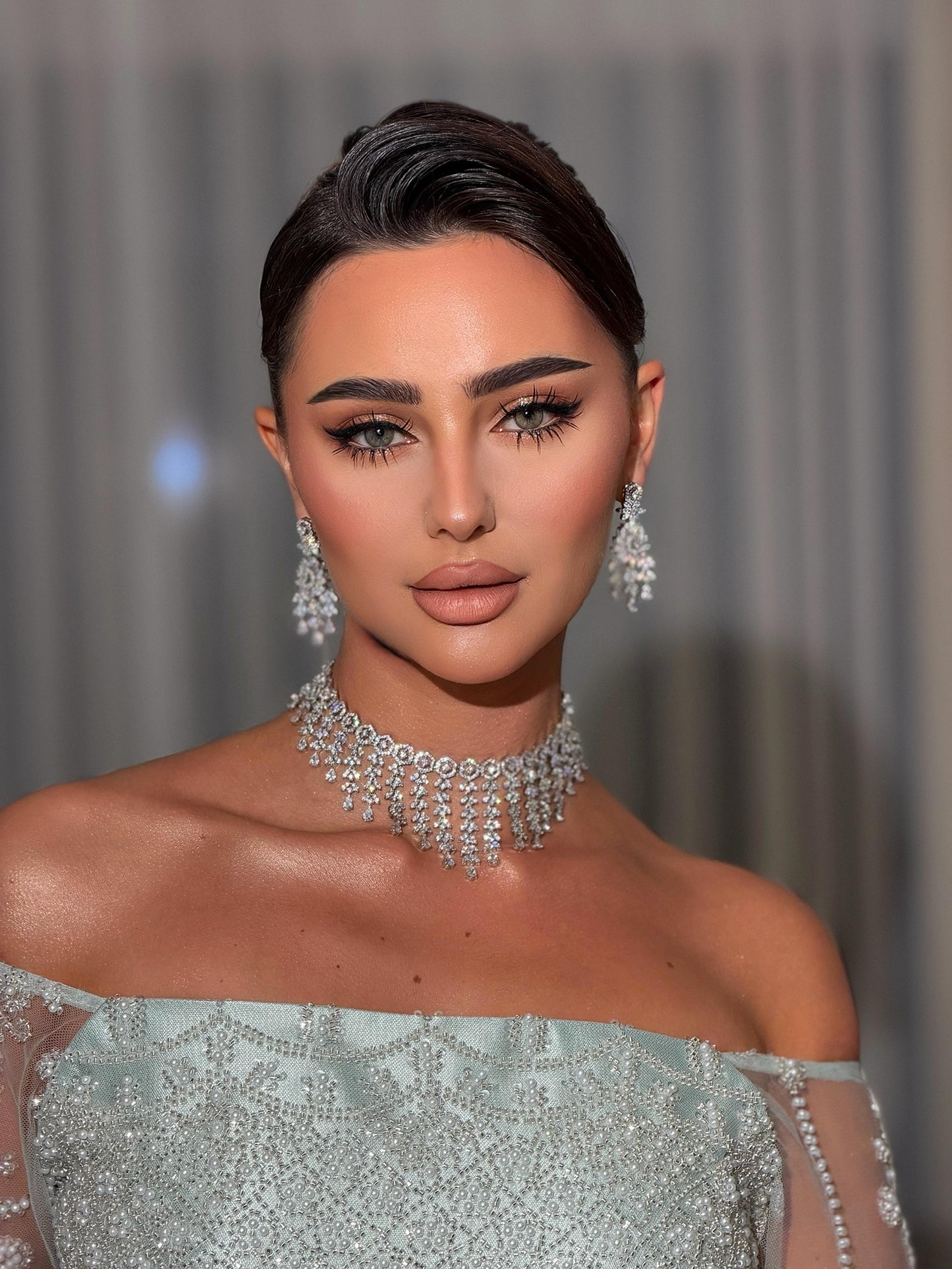 Luxury Cascading necklace & Earrings Set – Rhodium Plated