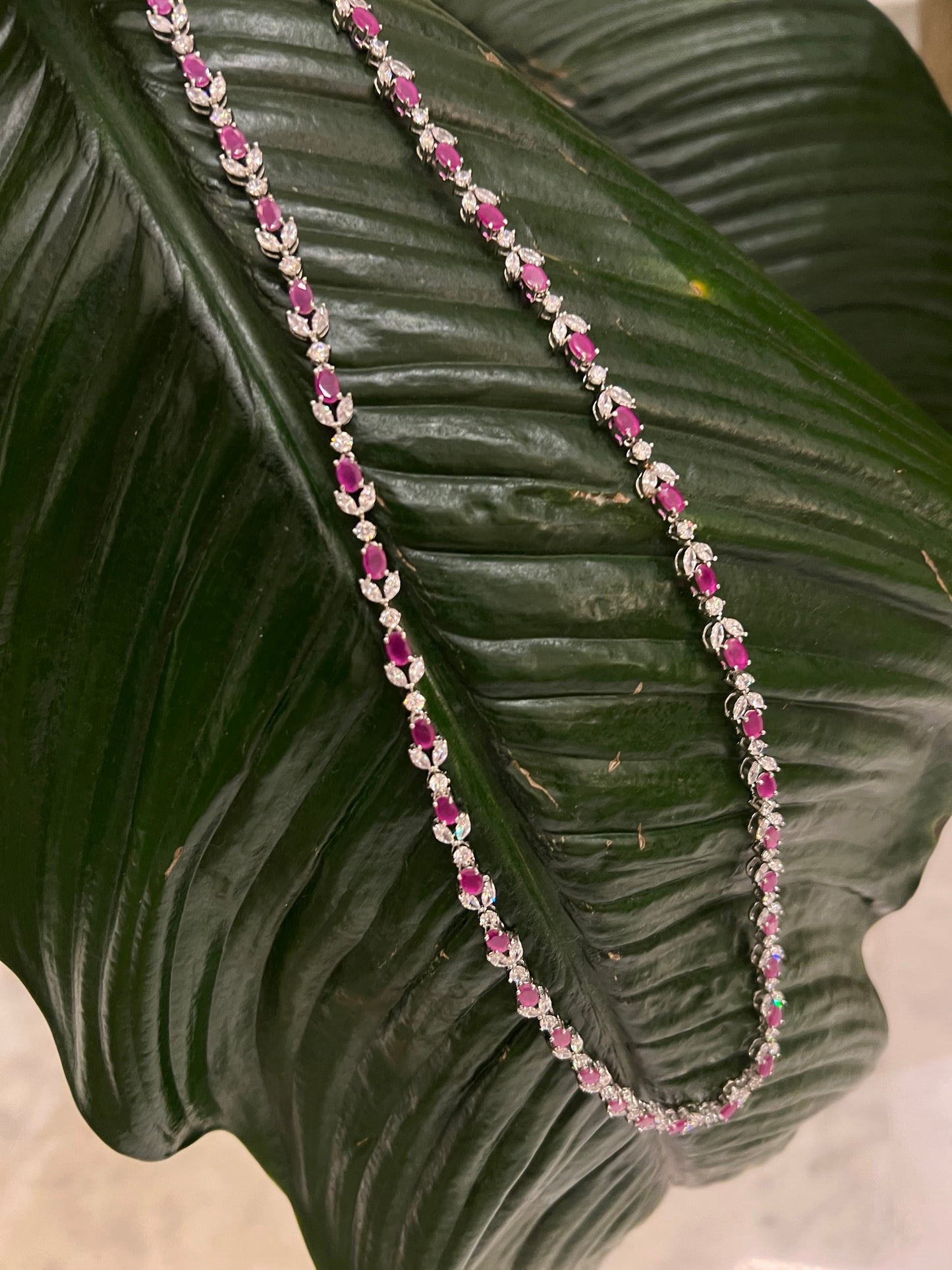 Marquise-Shaped Zircon Long Necklace & Earring Set