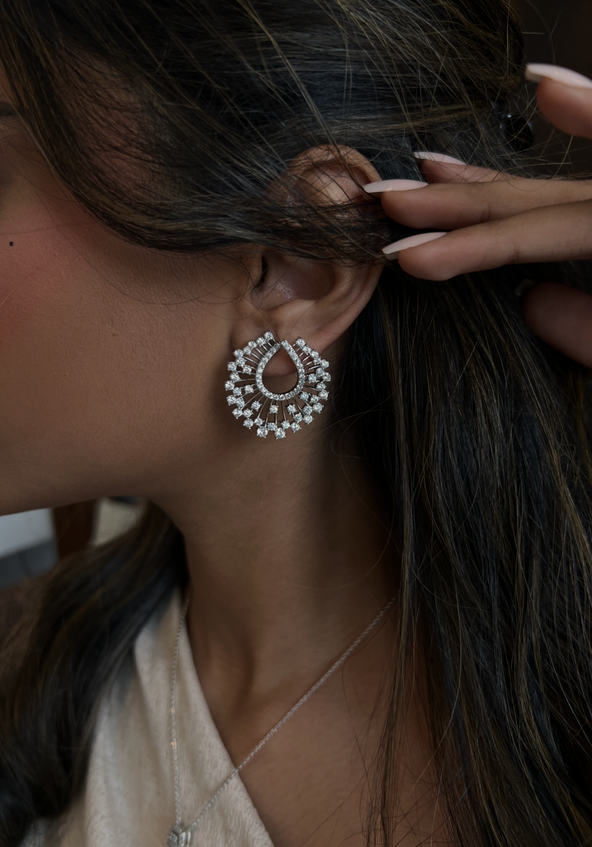 Aura Sunburst Zircon Statement Studs earrings