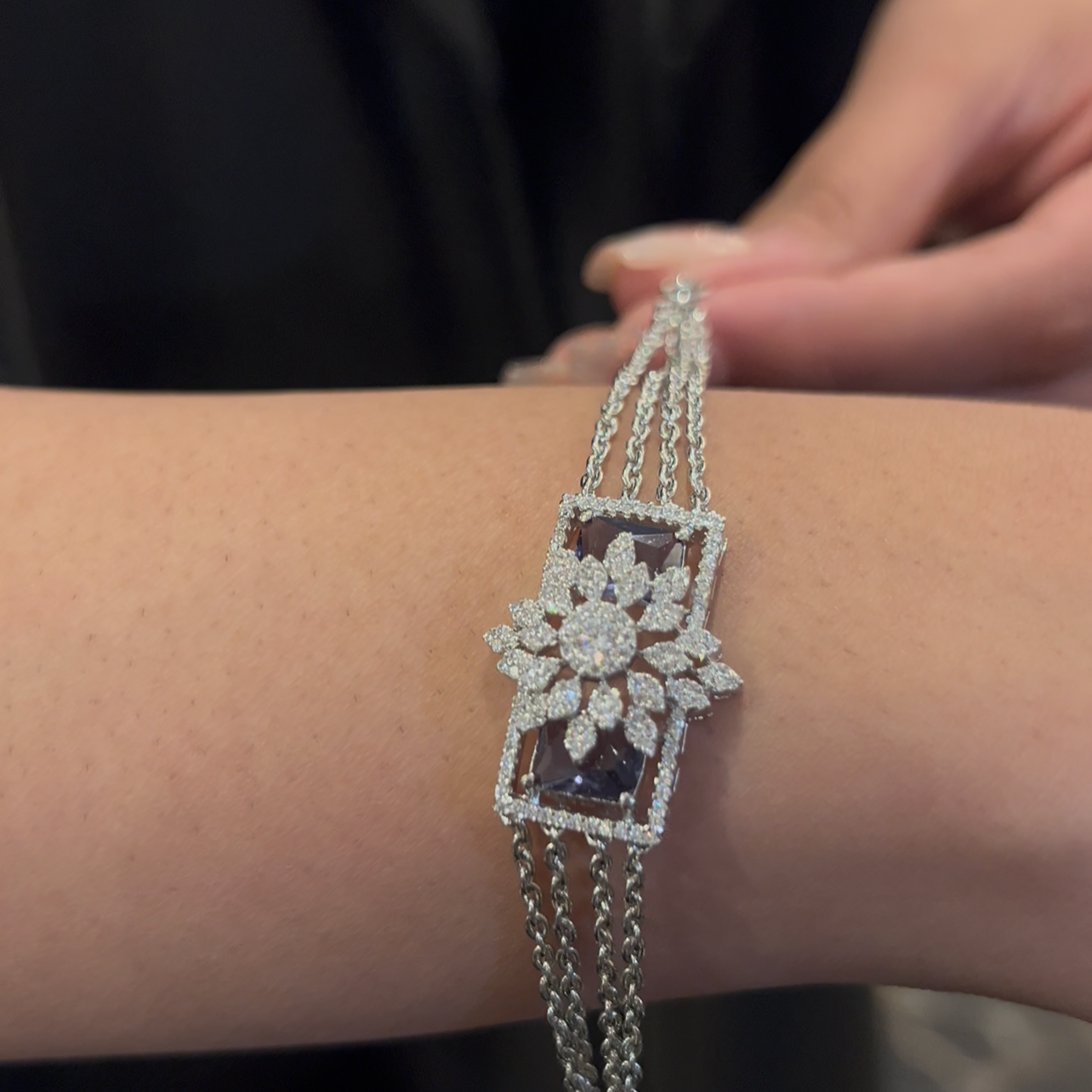 Midnight Floral with chains Bracelet