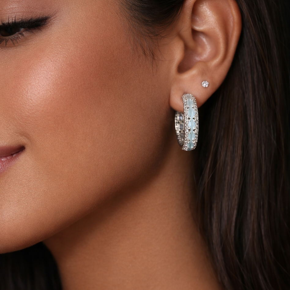 Elegant Multi-Color Zircon Hoop Earrings