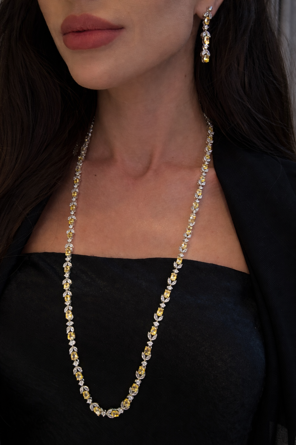 Long set of necklace and earrings you can double layer or keep it long