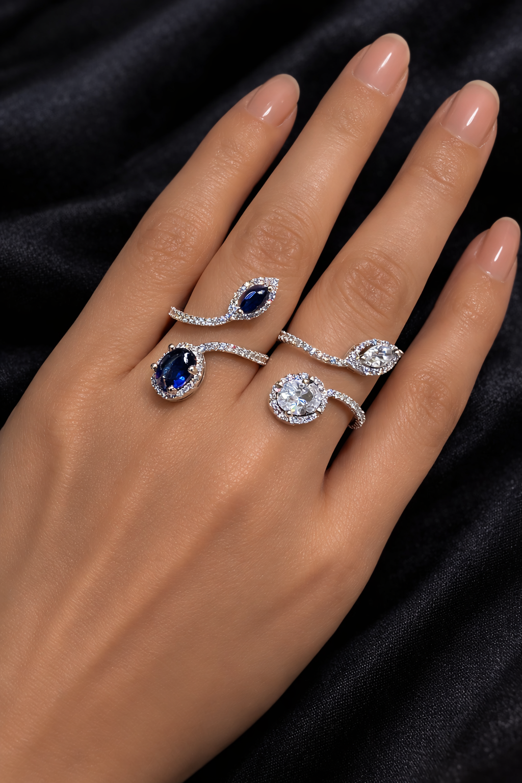 Elegant Bypass Zircon Ring Collection