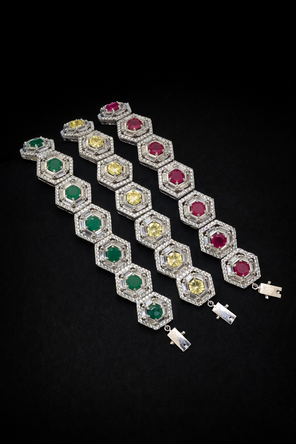 Hexagon Halo Zircon Bracelet Collection