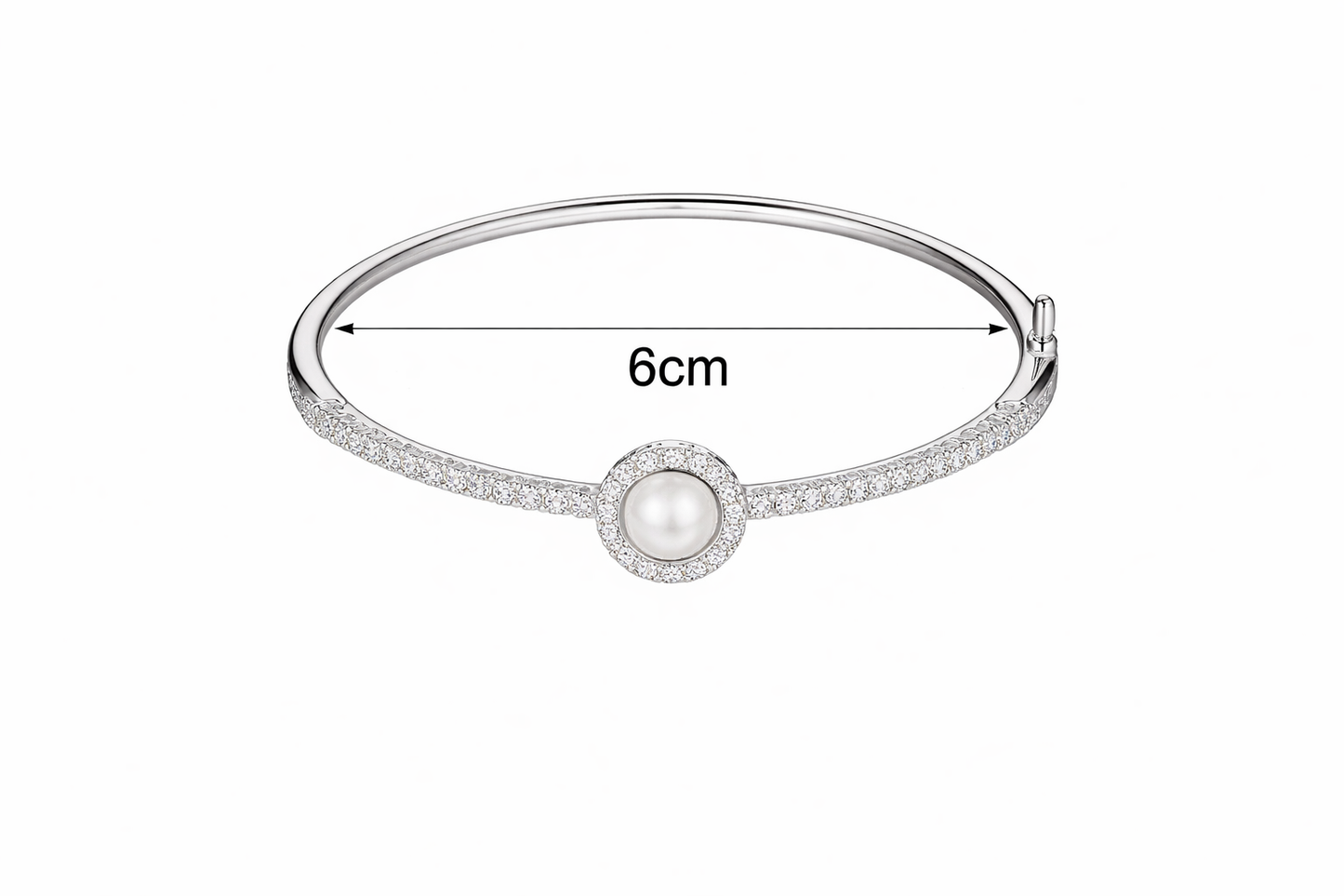 Pearl Halo Zircon Bangle with Side Lock