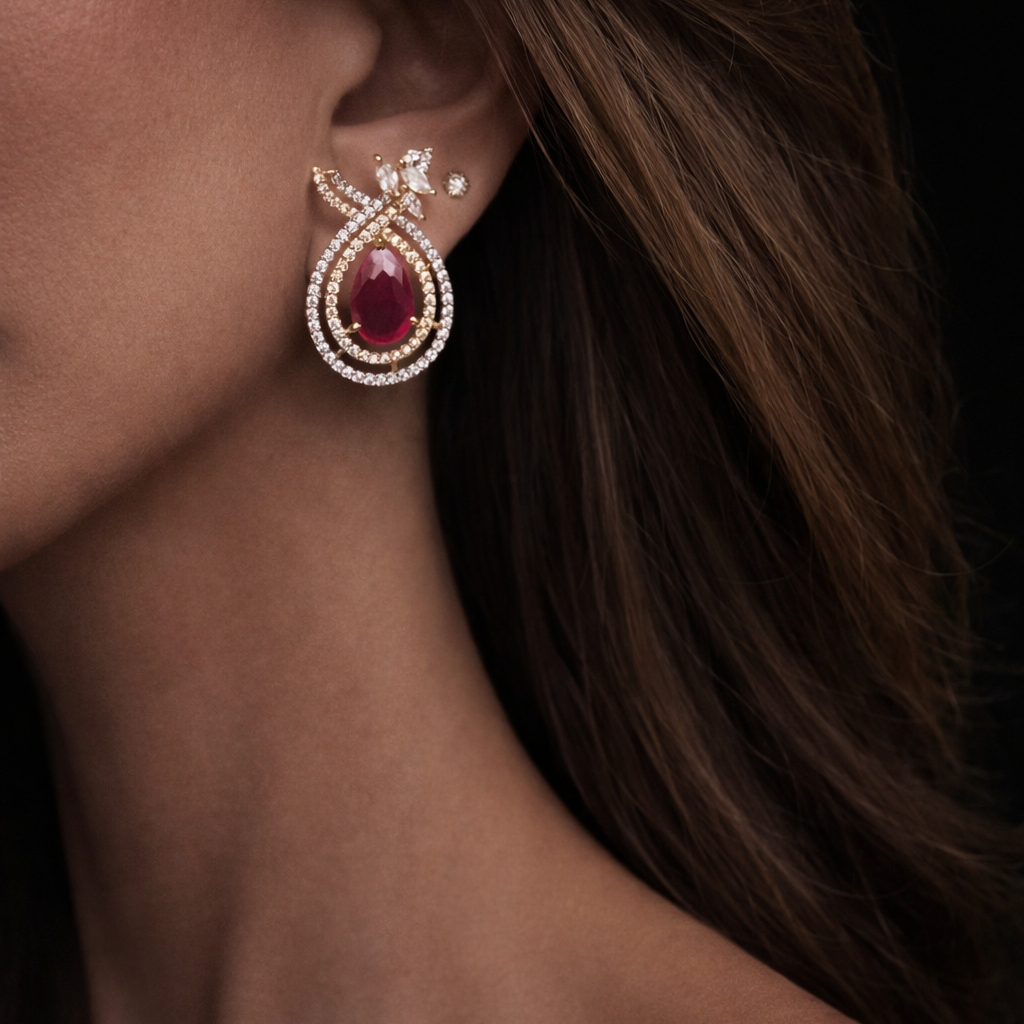 Elongated Eternity Sapphire Earrings