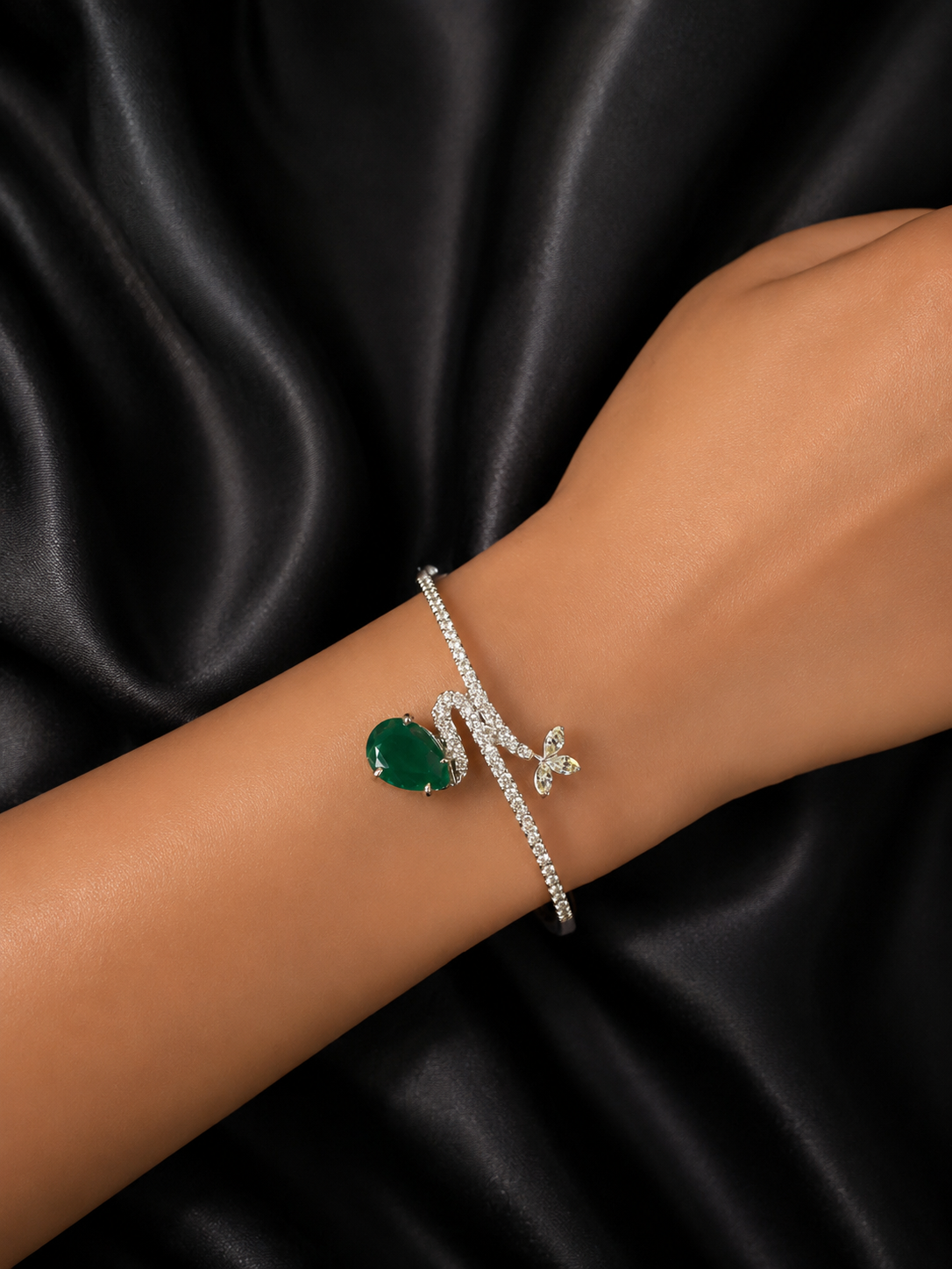 Emerald Whisper Open Bangle with lock