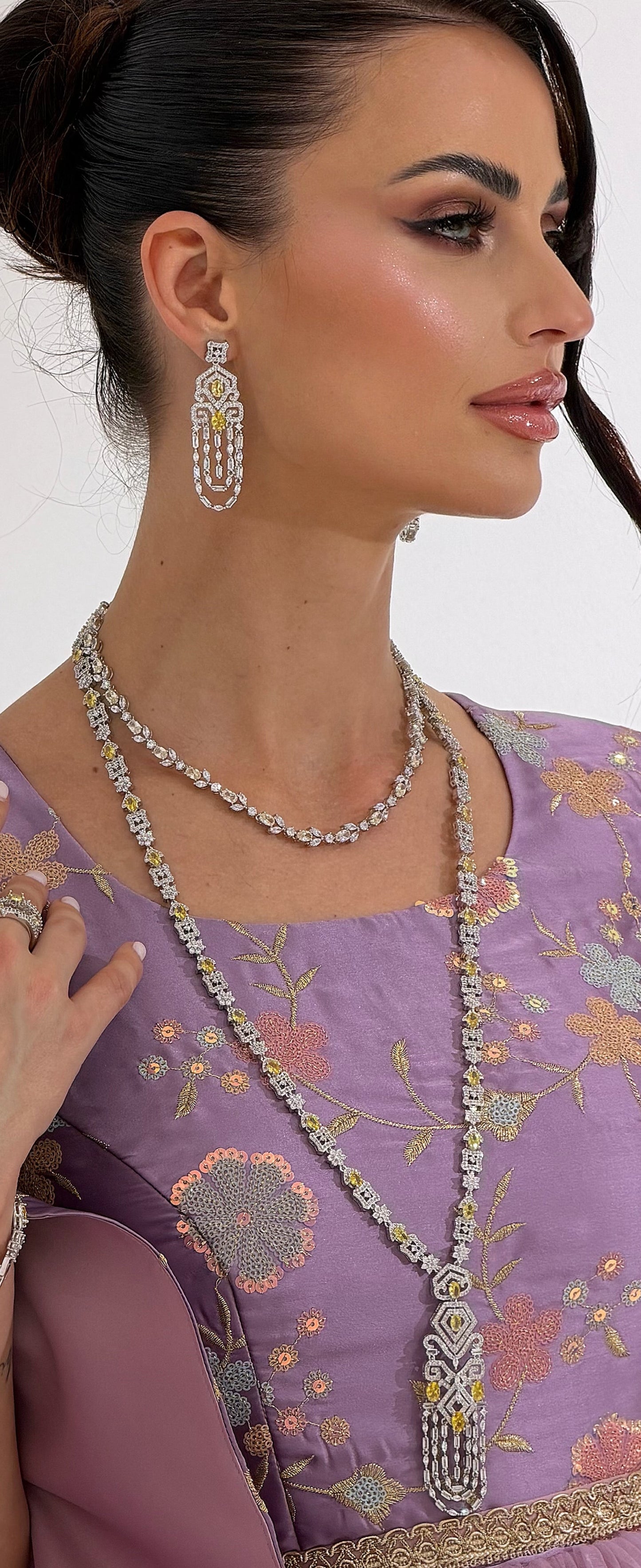Imperial Cascade Long Necklace Set