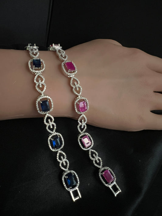 Emerald-Cut Zircon Link Bracelet