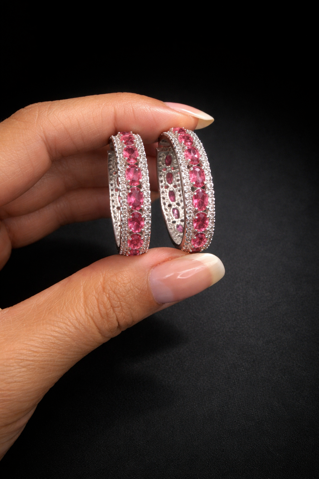 Elegant Multi-Color Zircon Hoop Earrings