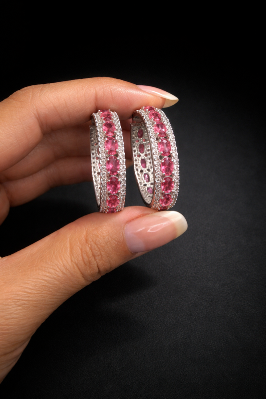 Elegant Multi-Color Zircon Hoop Earrings