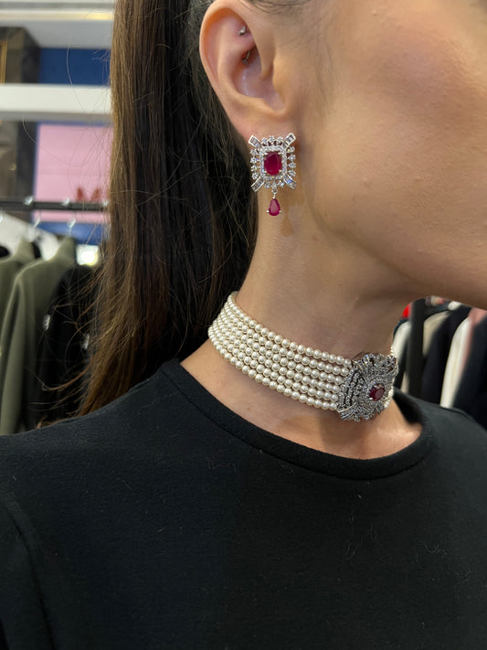 Pearl Cascade Choker Set