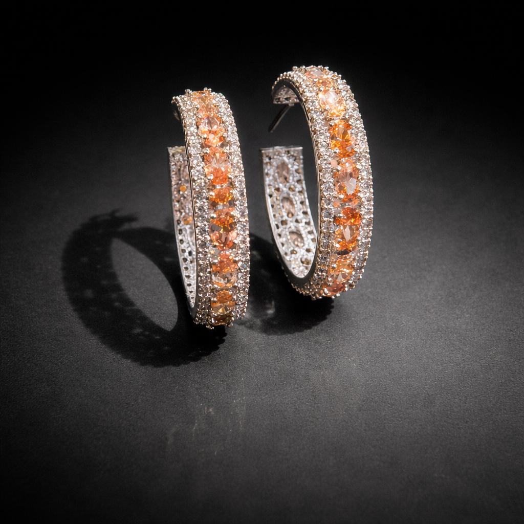 Elegant Multi-Color Zircon Hoop Earrings
