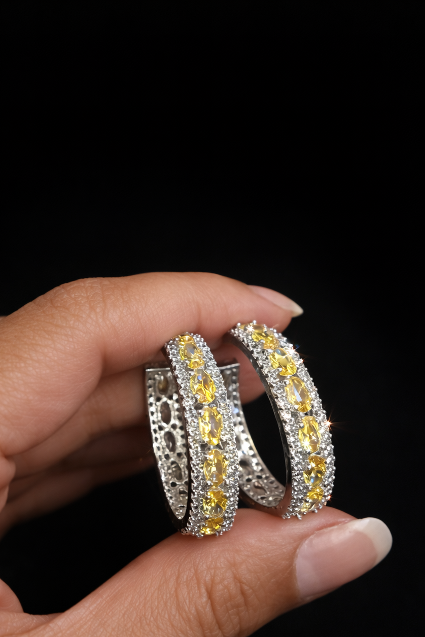 Elegant Multi-Color Zircon Hoop Earrings