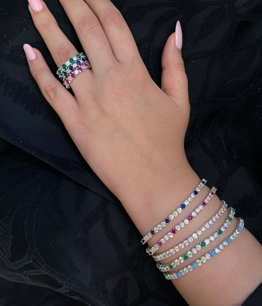 Multi-Color and white Zircon Tennis Bracelet