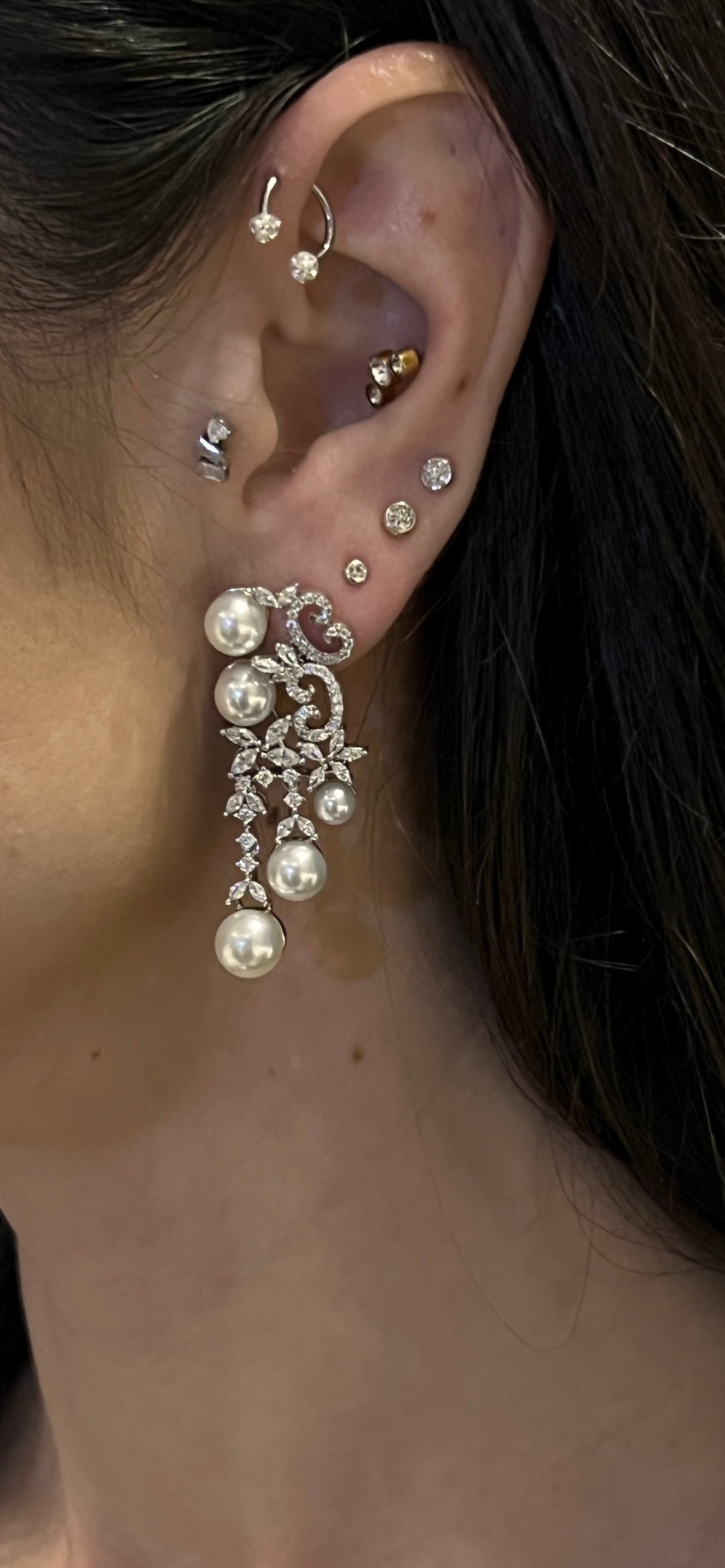Pearl Cascade Statement Earrings