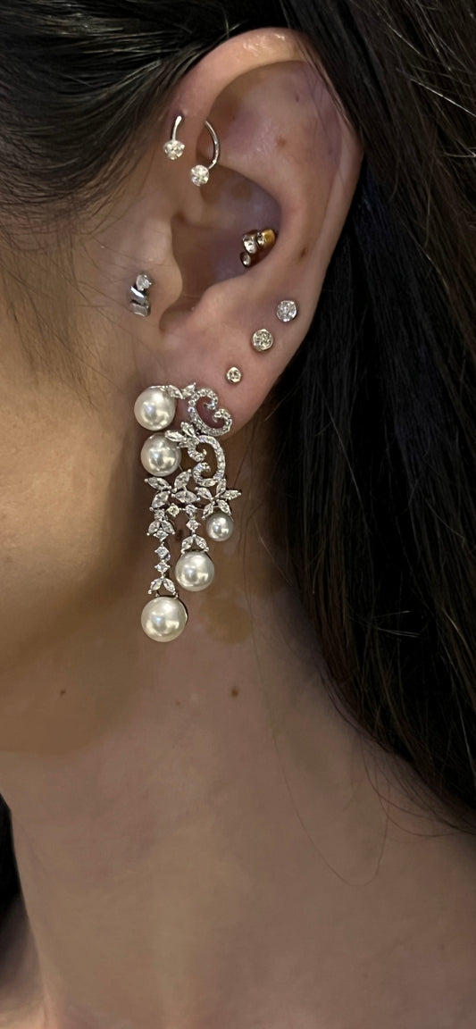 Pearl Cascade Statement Earrings