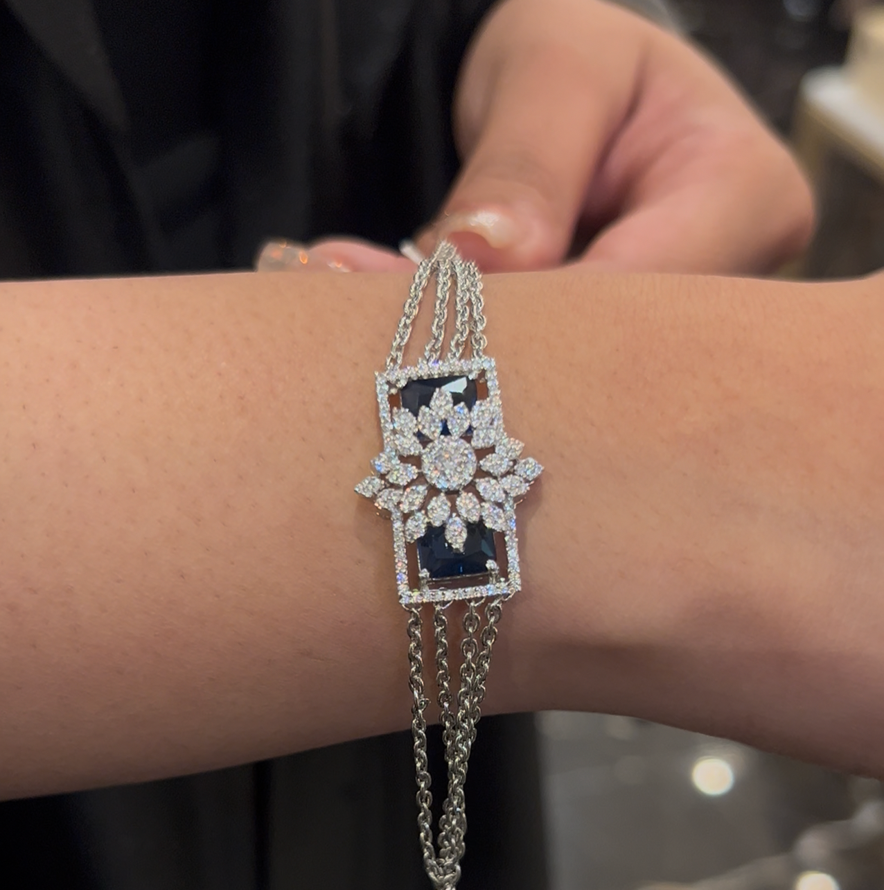 Midnight Floral with chains Bracelet