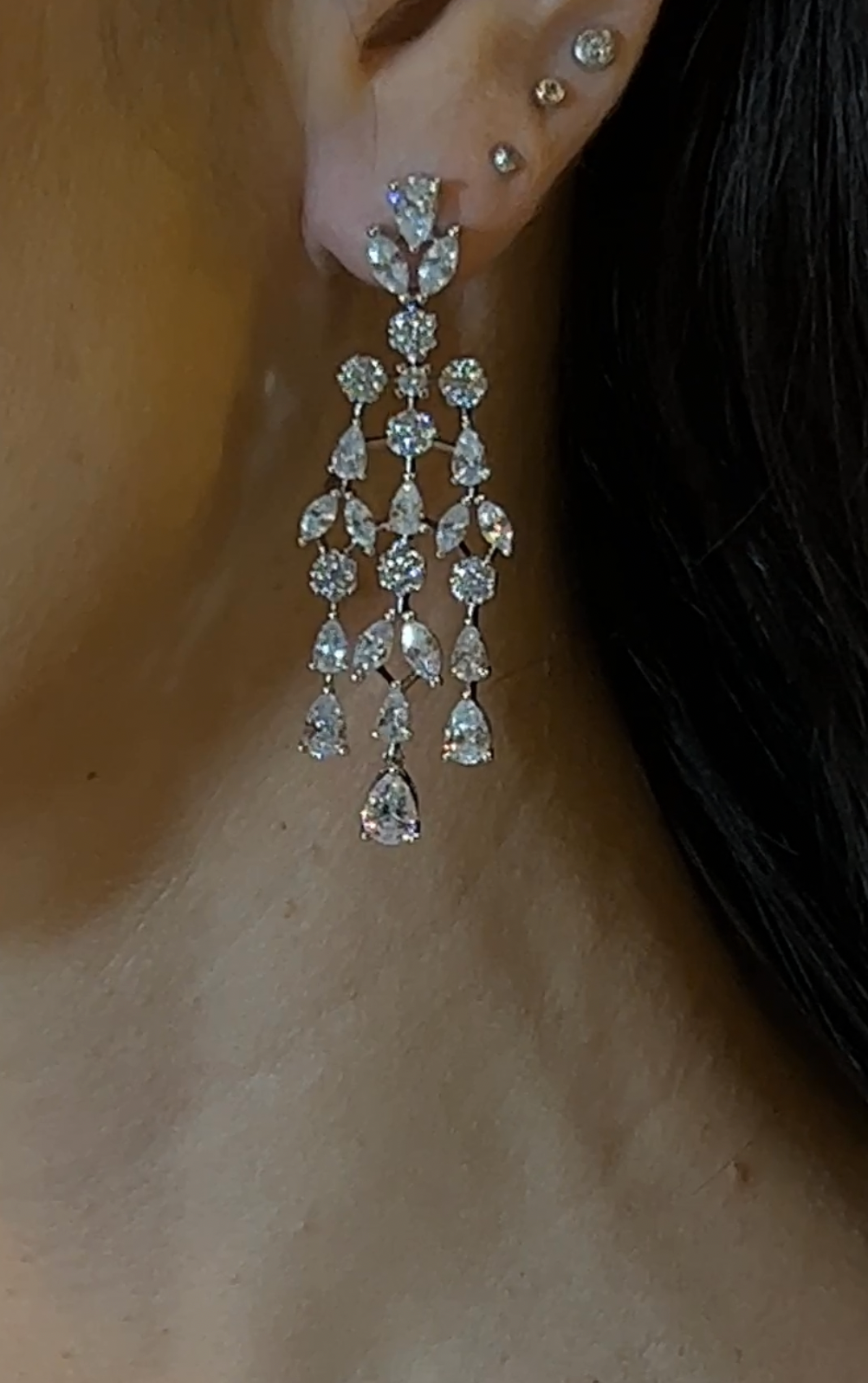 Drop silver earrings