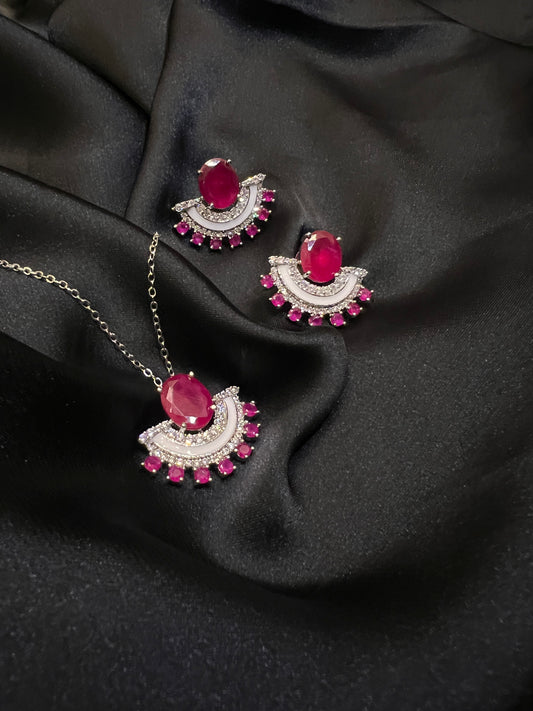 Ruby Aura style Necklace & Earrings Set