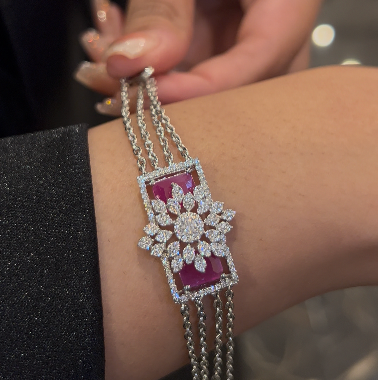 Midnight Floral with chains Bracelet