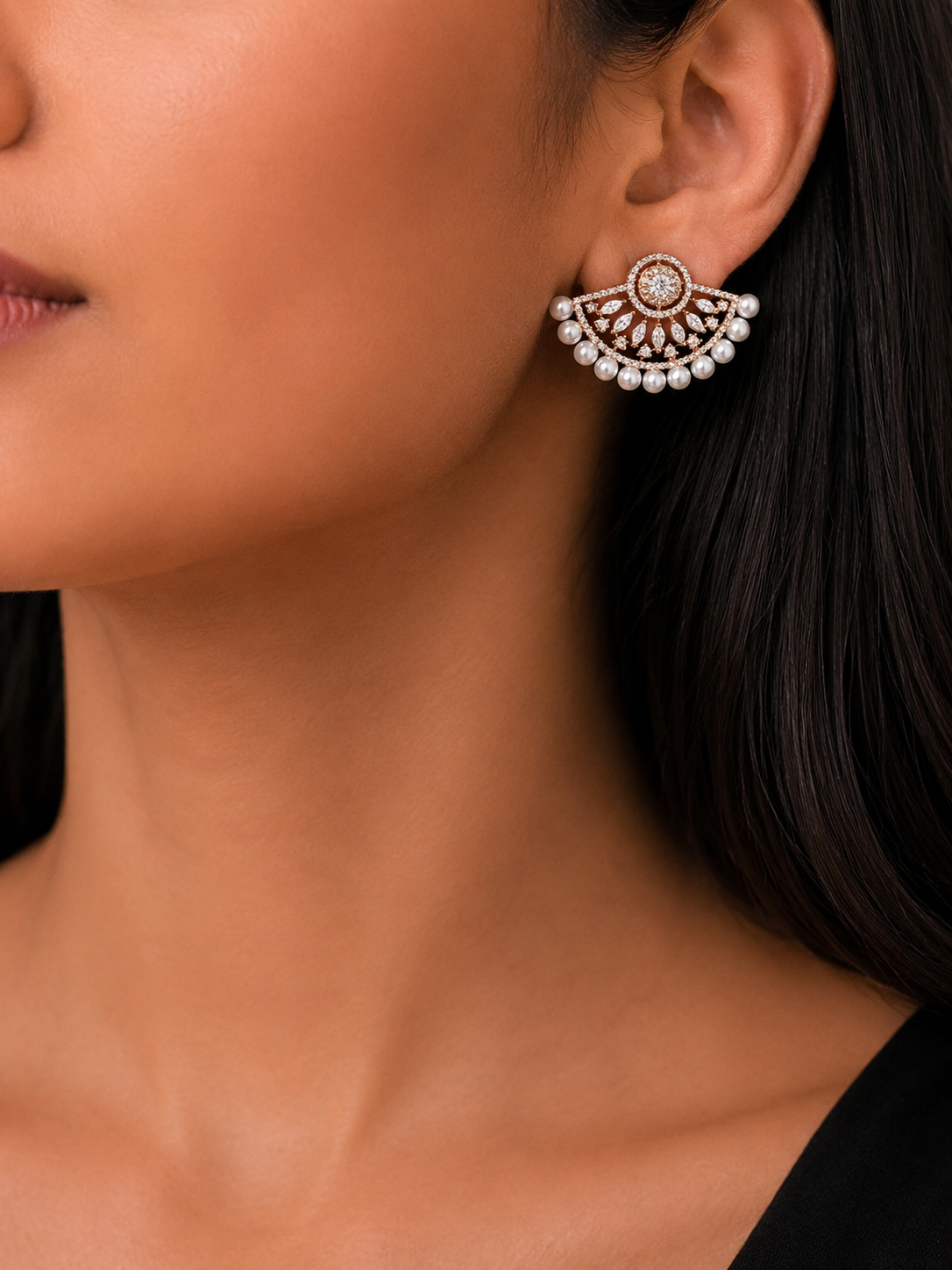 Pearl Fan Earrings