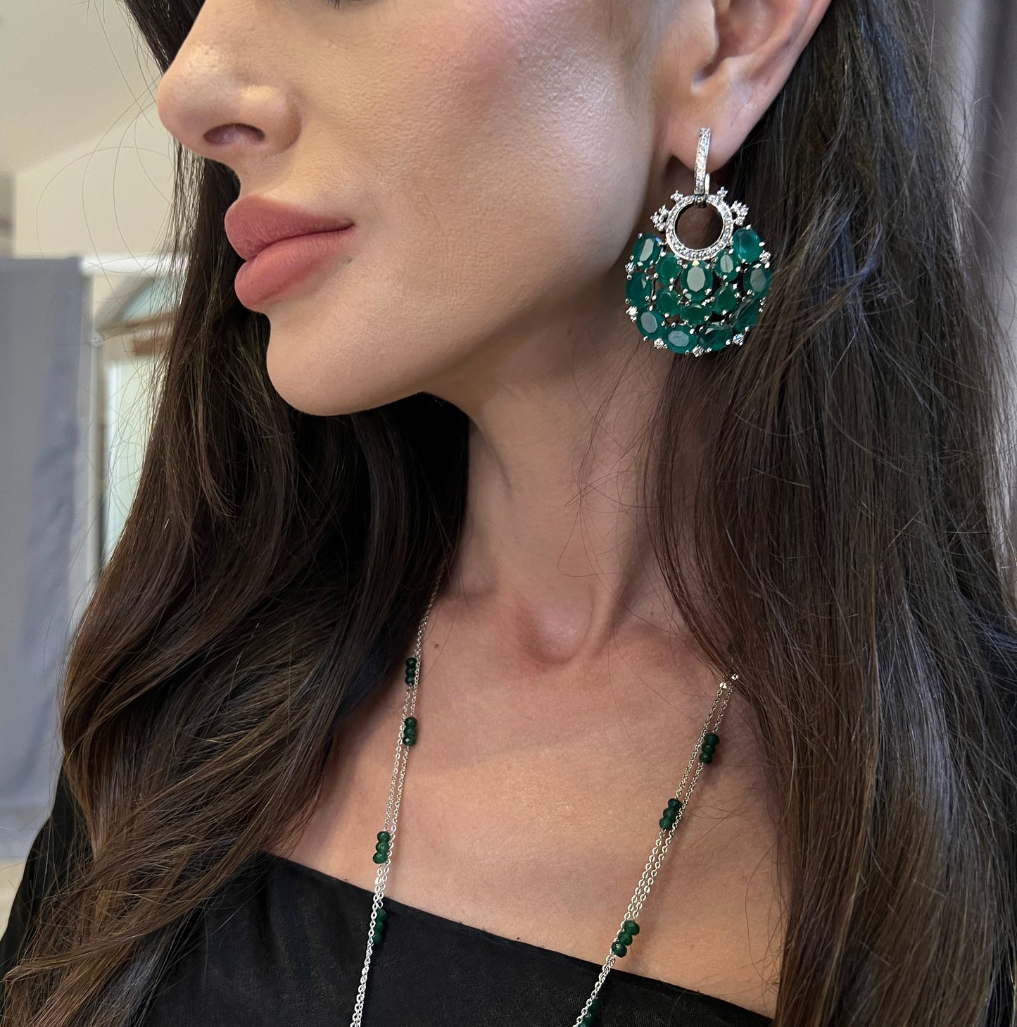 Emerald Cascade Pendant Set