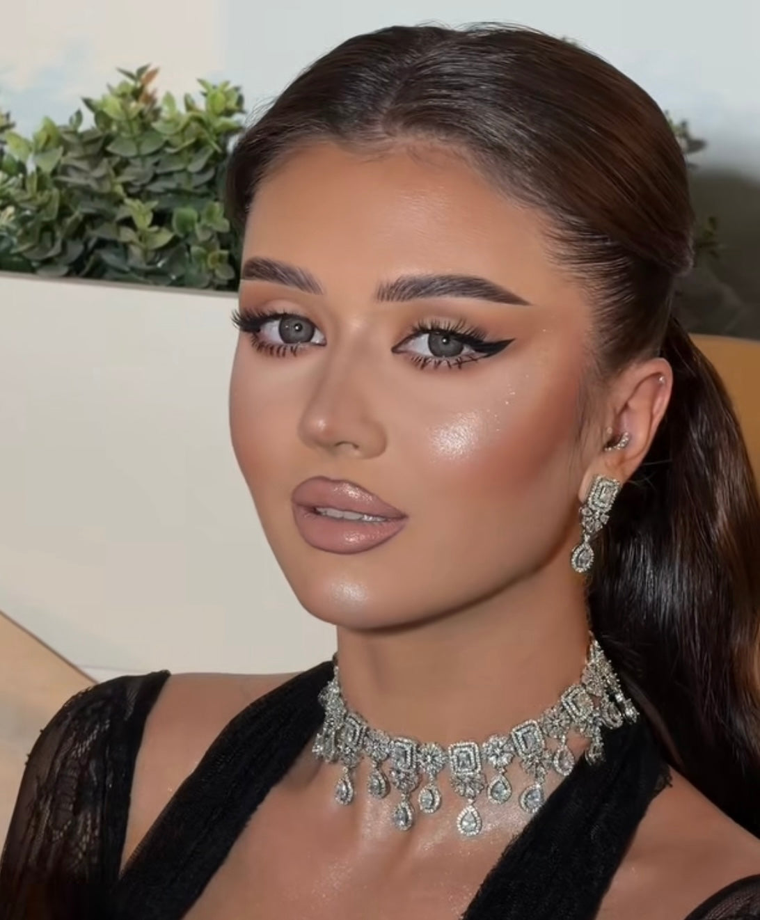Regal Cascade Adjustable Choker & Earrings Set