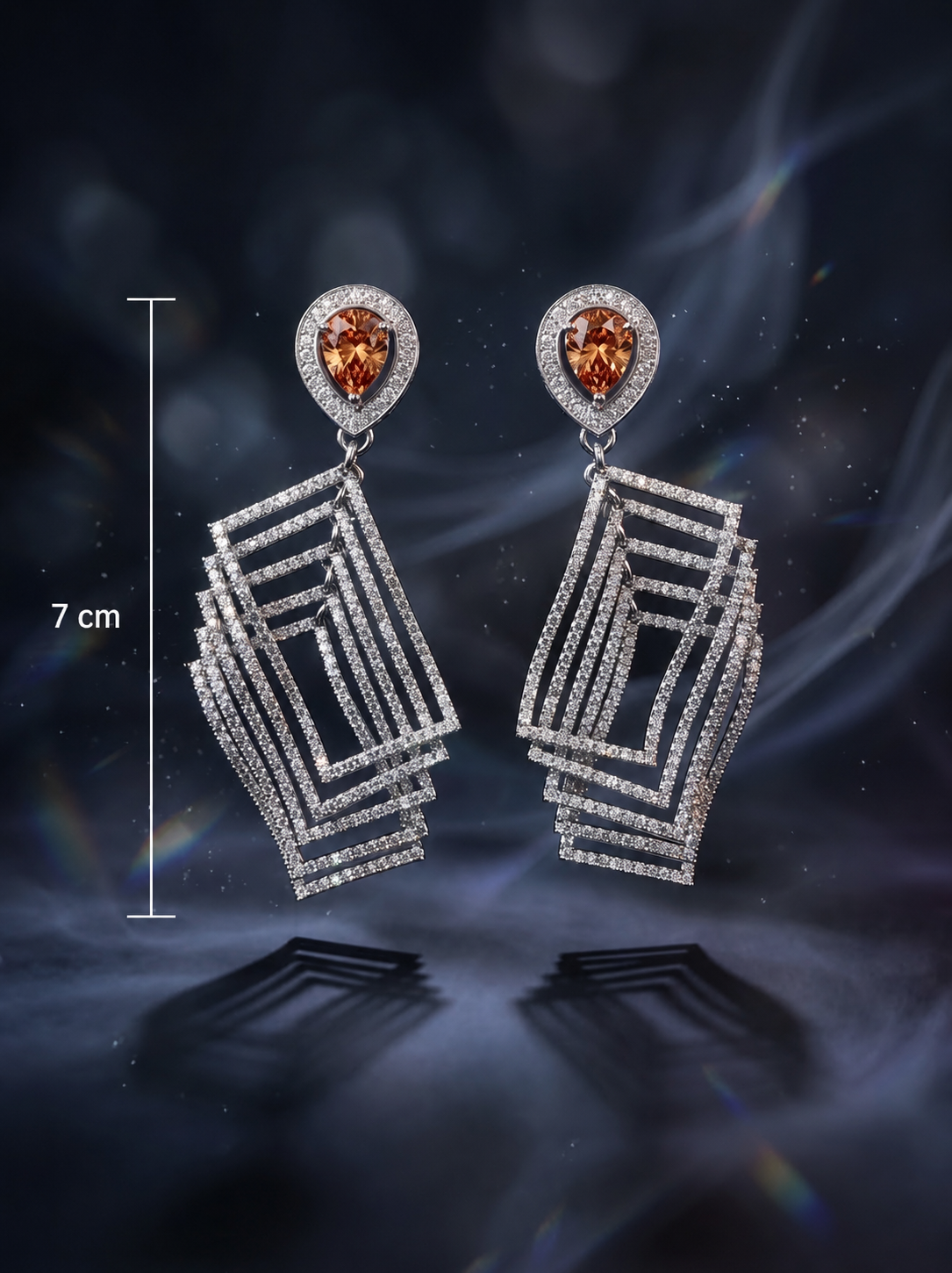 Glamorous Geometric citrine Drop Earrings