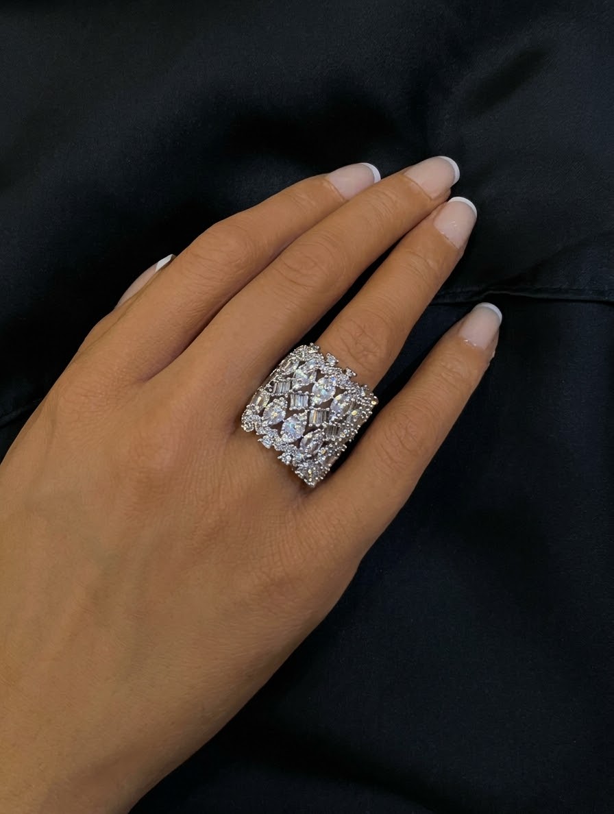 Royal Mosaic Wide Statement Ring
