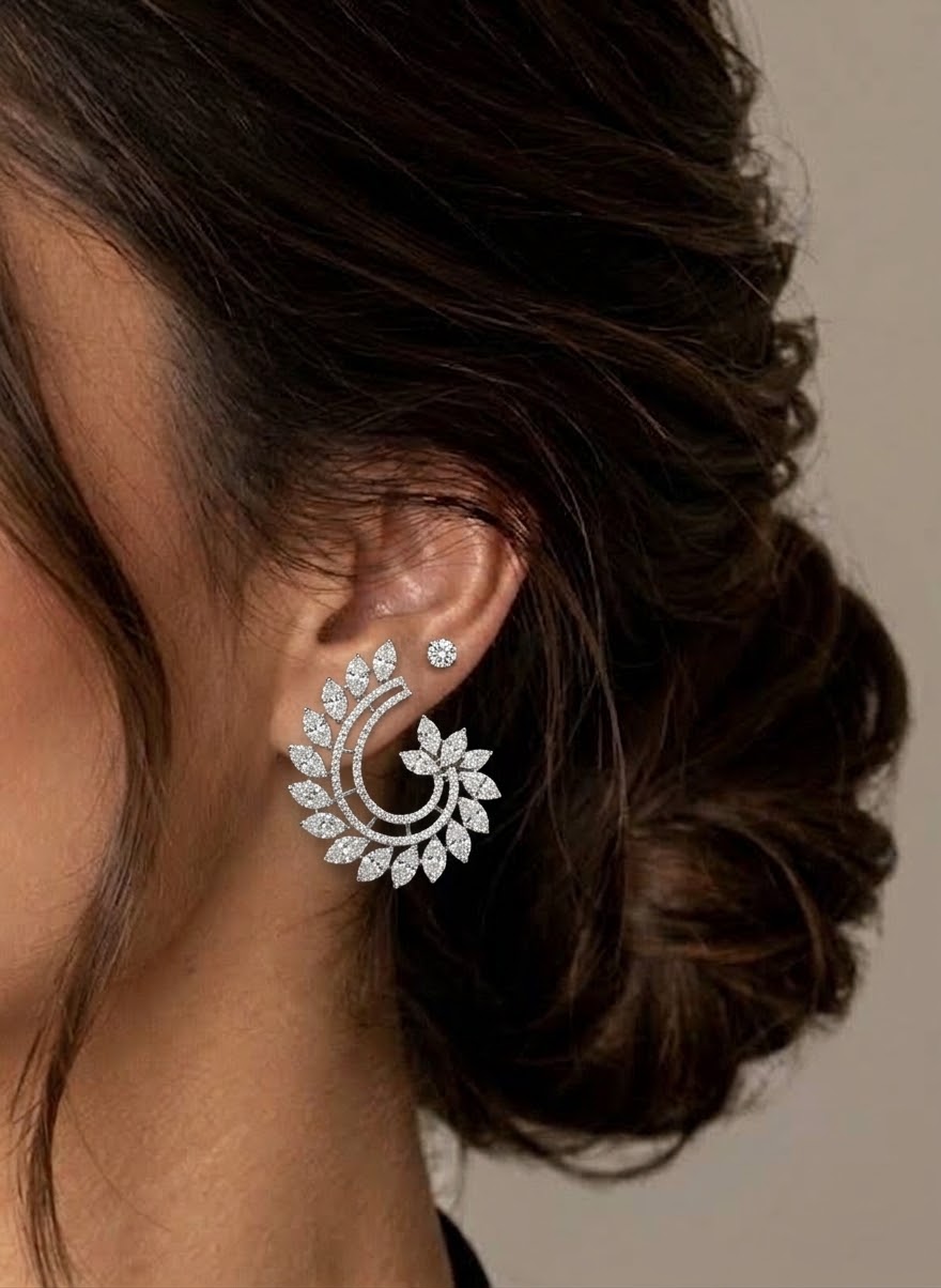 Ethereal Wing Leaf Spiral Earrings Jackets