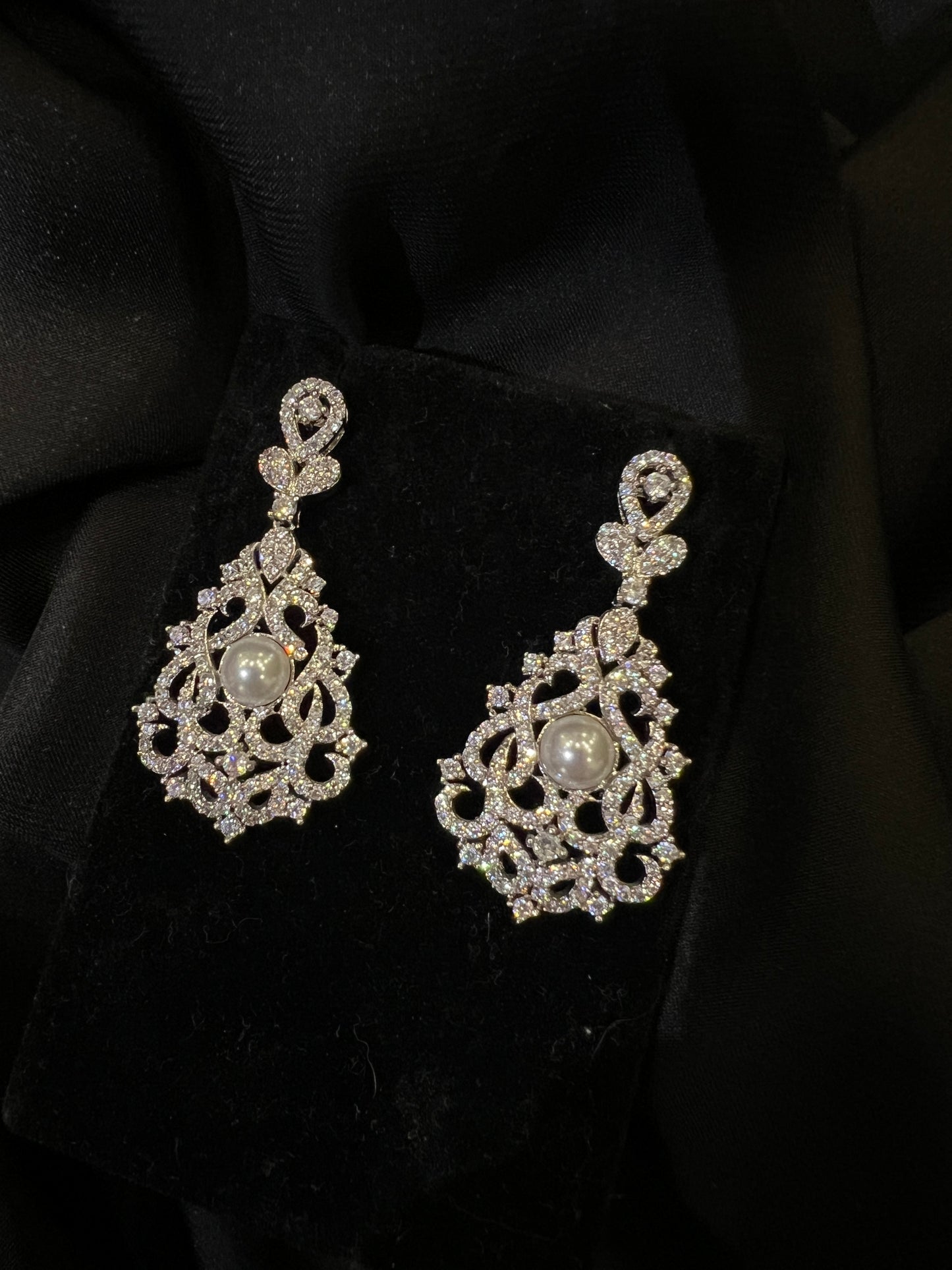 The Royal Filigree Pearl Chandelier Drop Earrings