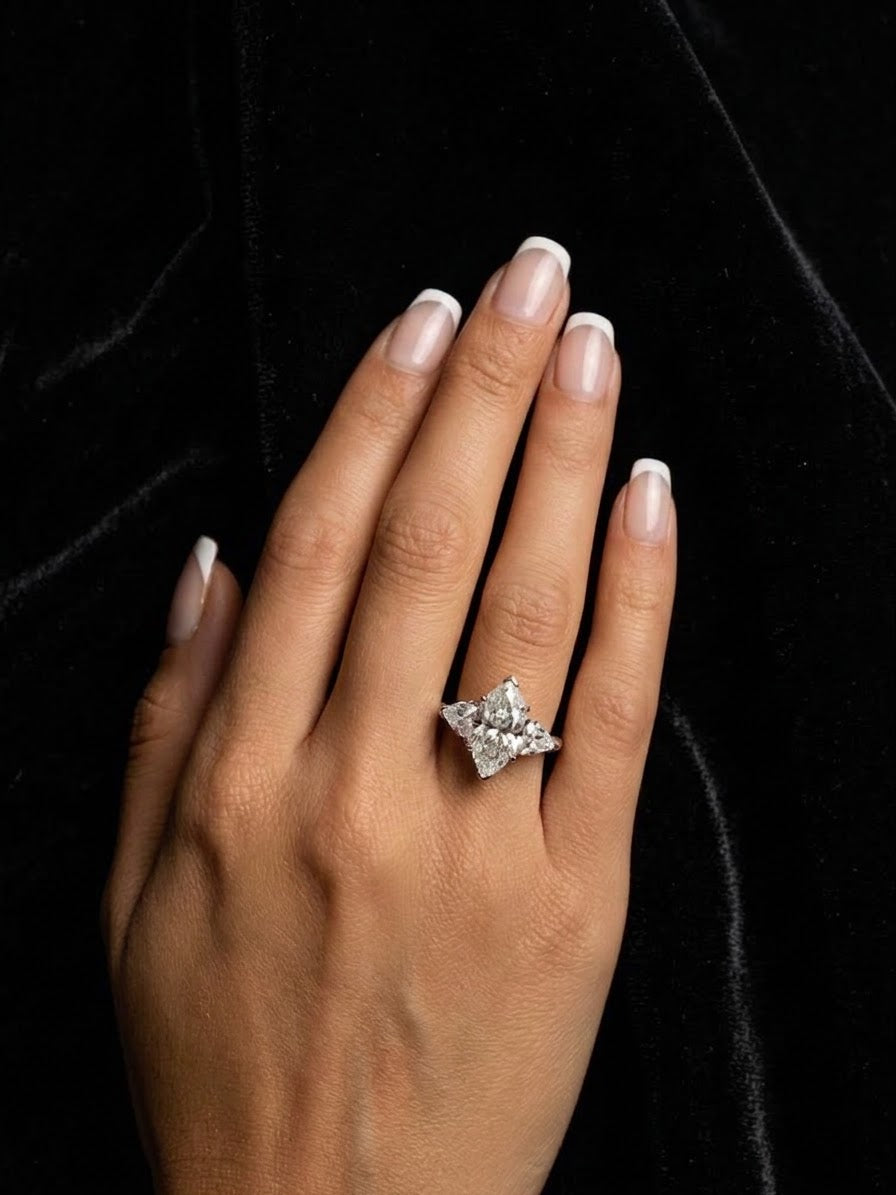 Moissanite Cluster in 925 Sterling Silver ring