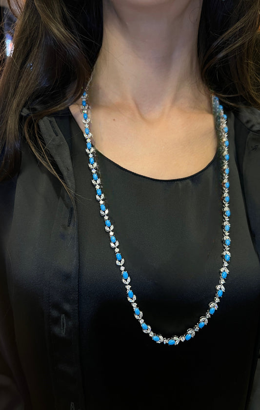 Marquise-Shaped Zircon Long Necklace & Earring Set