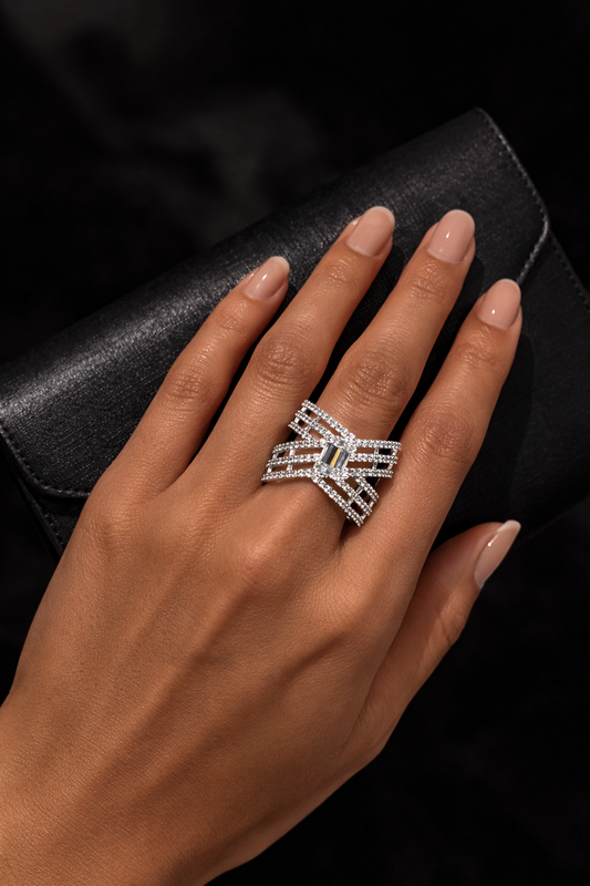Radiant Zircon Bow Statement Ring