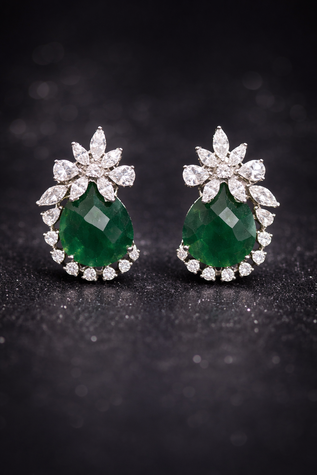 Scarlet Bloom Zircon Stud Earrings