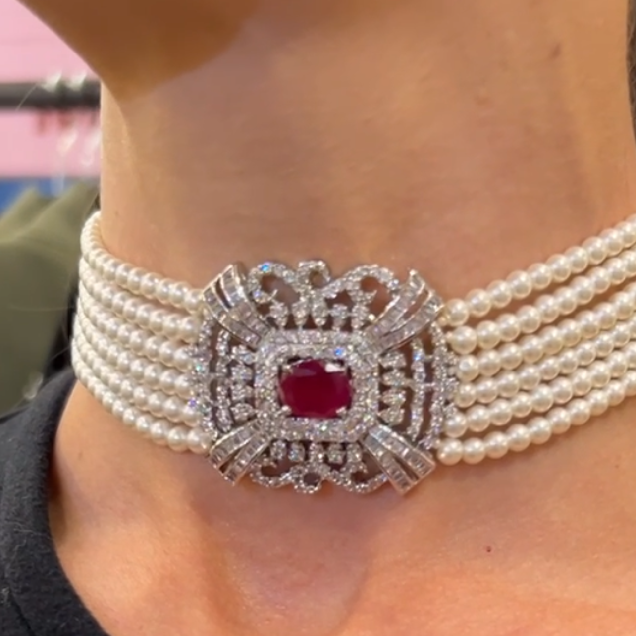 Pearl Cascade Choker Set