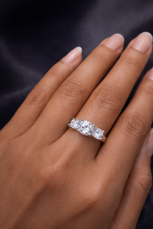Premium Three-Stone Zircon Ring