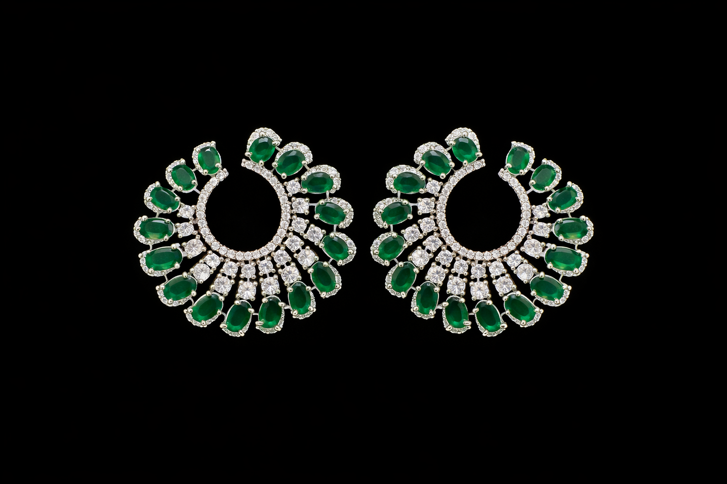 Crescent Halo Zircon Earrings