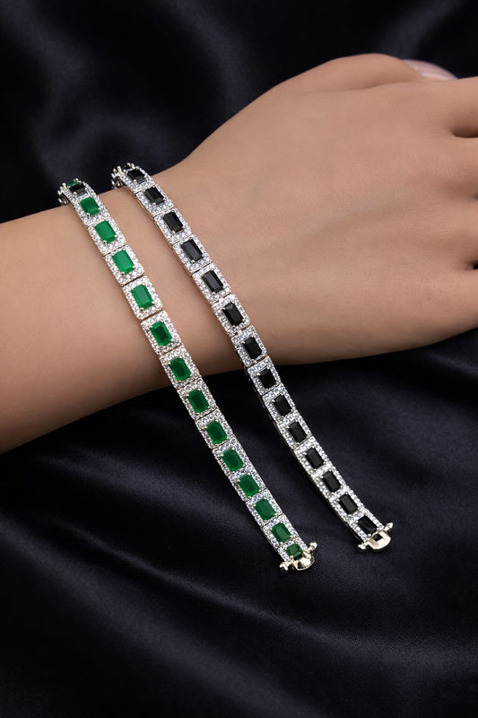 Emerald & Onyx Tennis Bracelets