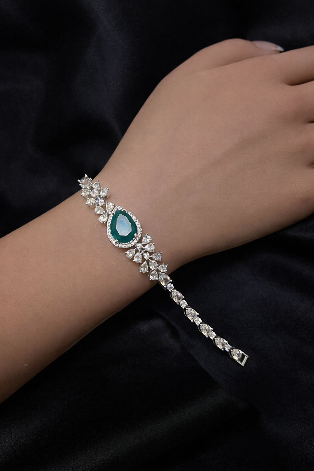 Emerald Teardrop Statement Bracelet