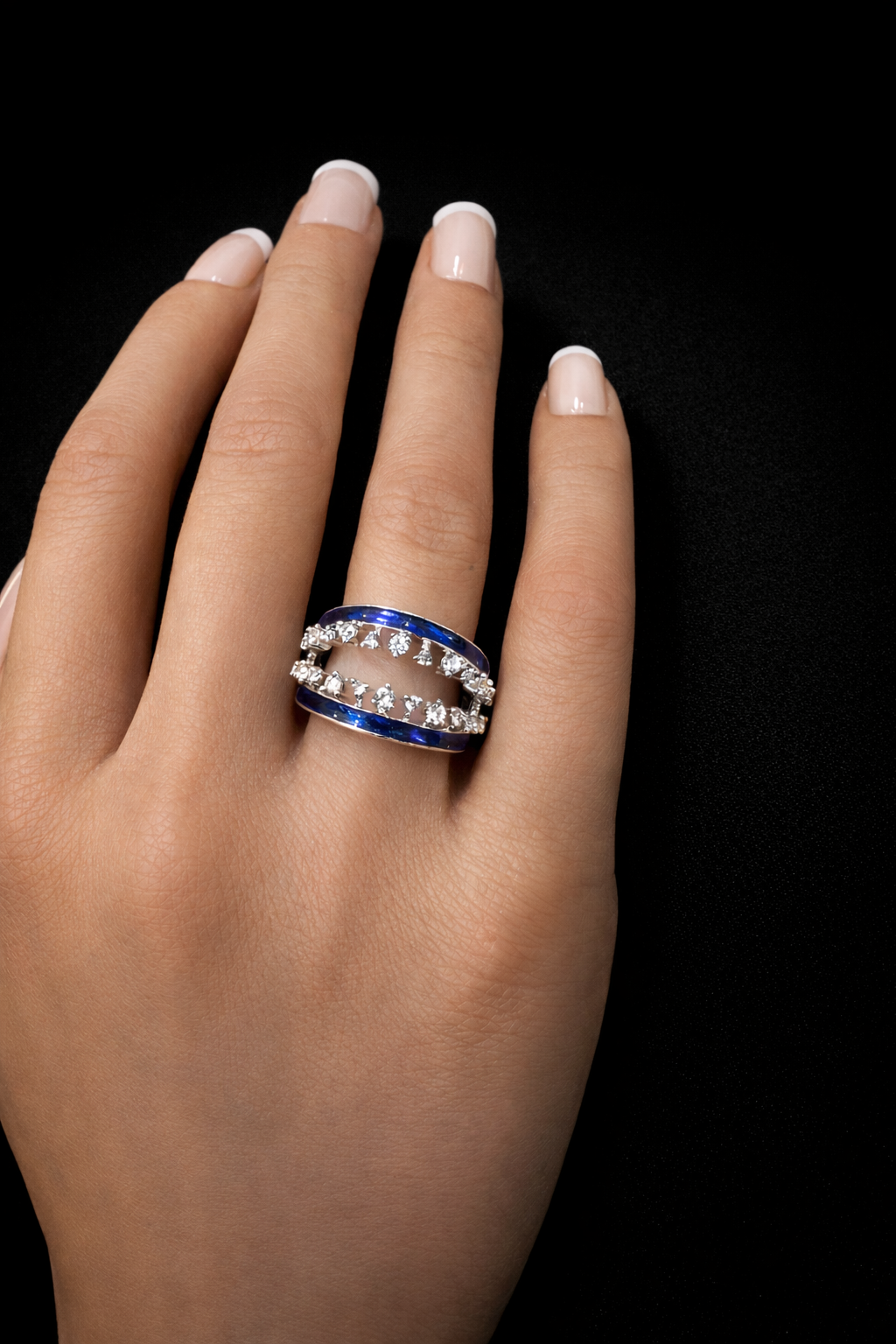 Azure Sapphire Zircon Statement Ring