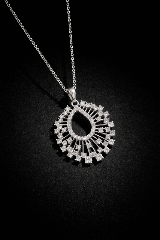 Sunray Halo Zircon Pendant Necklace