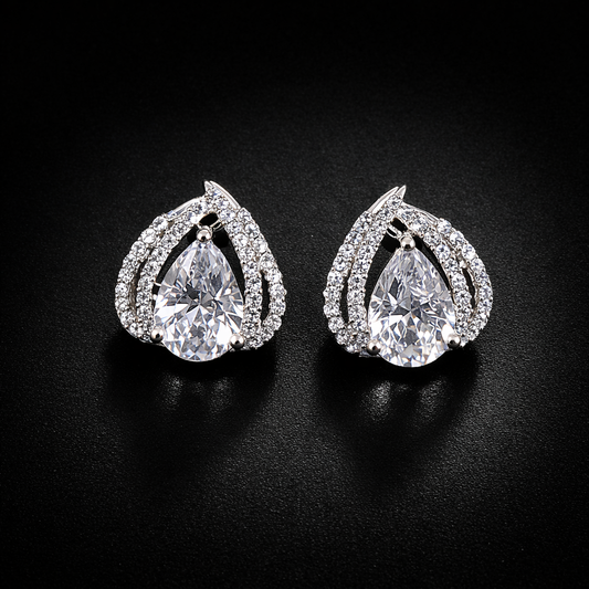 Mini Midnight Teardrop Halo Earrings