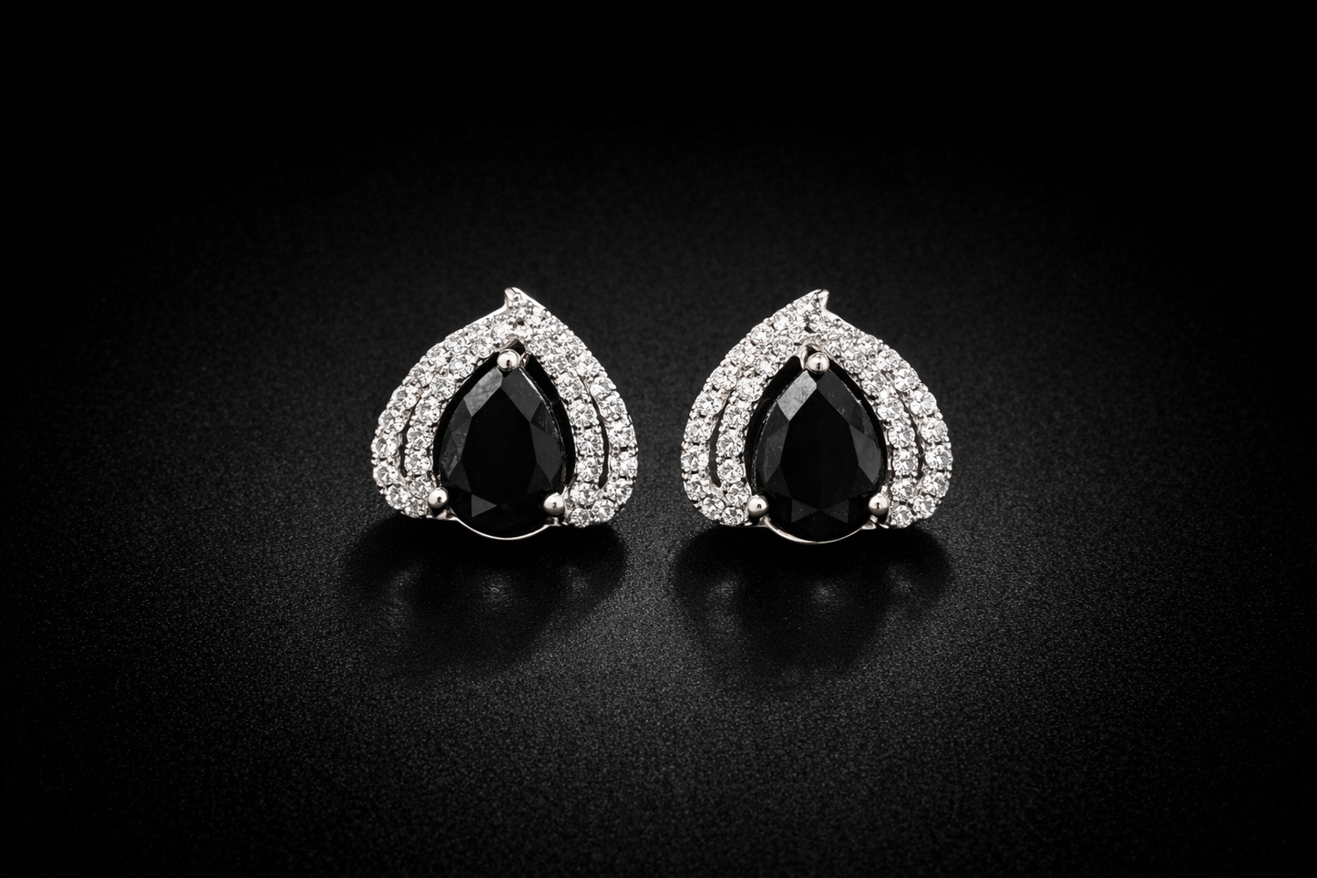 Mini Midnight Teardrop Halo Earrings