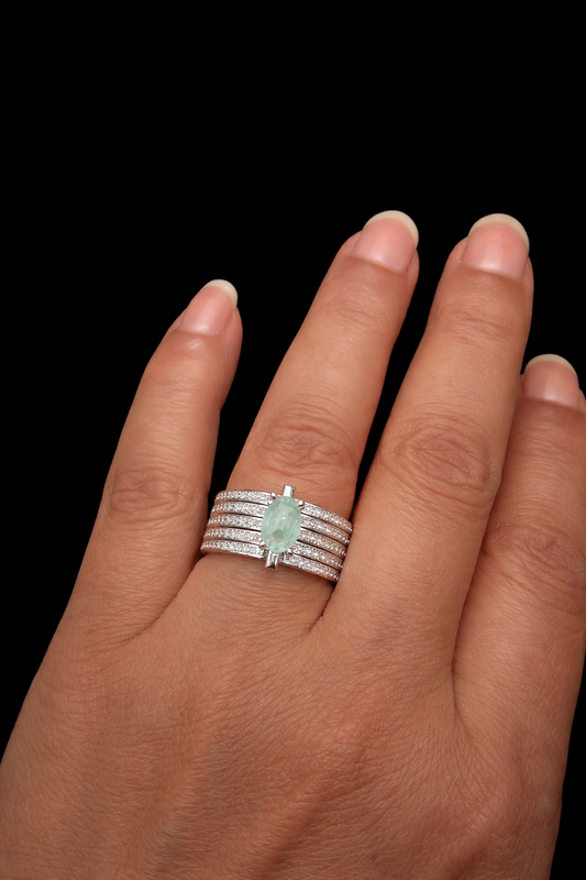 Five-Line Zircon Statement Ring with Center Stone