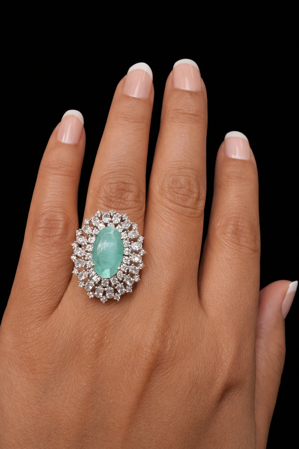 Aqua statement ring